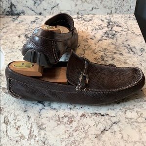 Ferragamo brown pebbled leather driving loafers